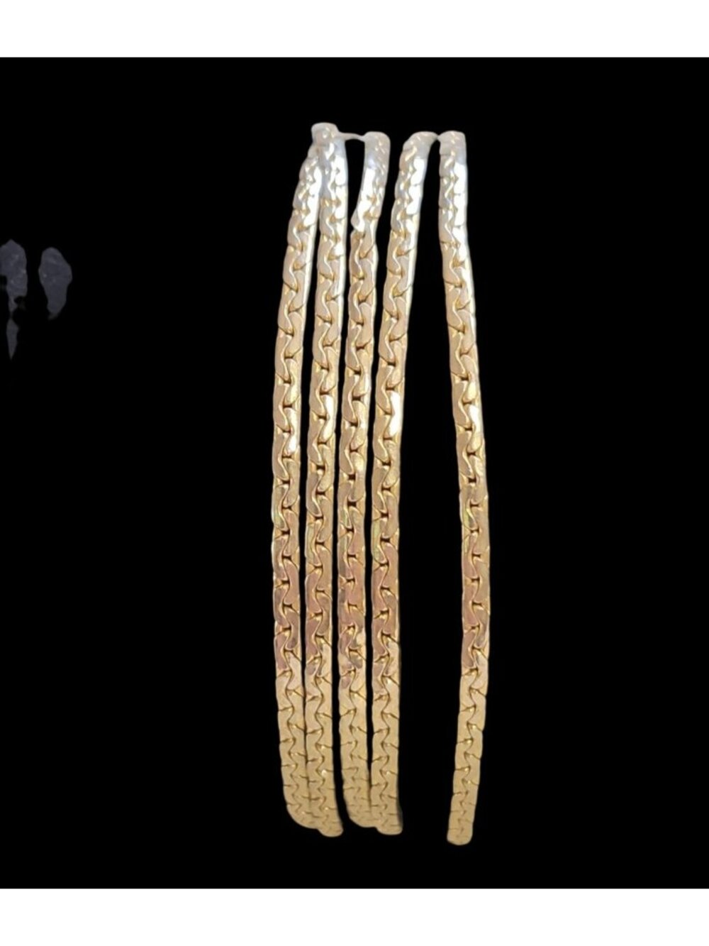 2 Silver Tone Bracelets PAJ Bangle, 5 Strand Chain Link Sparkling Casual Jewelry - Picture 2 of 15